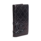 Black Calfskin Leather Cambon Yen Wallet