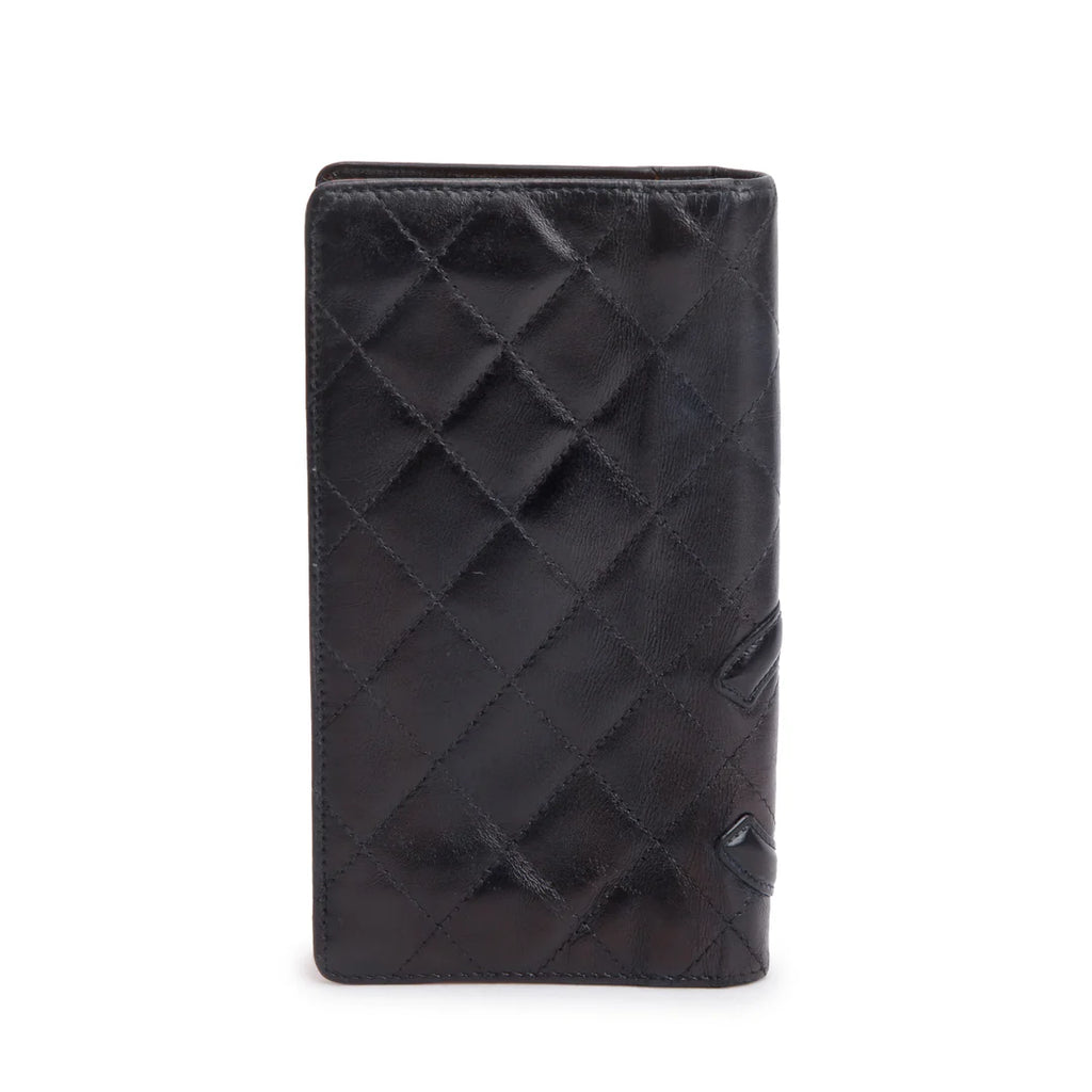 Black Calfskin Leather Cambon Yen Wallet