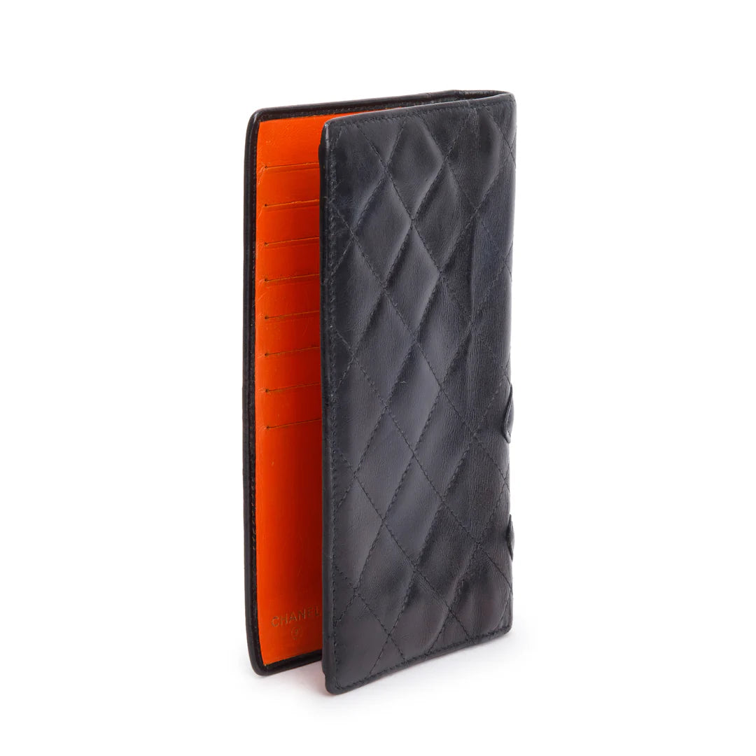 Black Calfskin Leather Cambon Yen Wallet