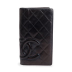 Black Calfskin Leather Cambon Yen Wallet
