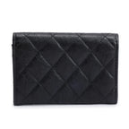Black Calfskin Leather Classic Flap Card Holder