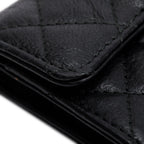 Black Calfskin Leather Classic Flap Card Holder