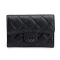 Black Calfskin Leather Classic Flap Card Holder