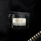 Black Chevron Leather Round as Earth Crossbody Bag
