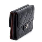 Black Lambskin Leather Double Sided Compact Wallet