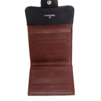 Black Lambskin Leather Double Sided Compact Wallet