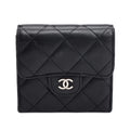 Black Lambskin Leather Double Sided Compact Wallet