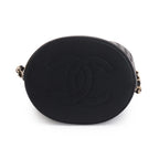 Black Perforated Calfskin See Through Bucket Bag w/ Pouch