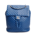 Blue Chevron Quilted Lambskin Leather Small Urban Spirit Backpack w/ Authenticity Card