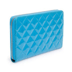 Blue Patent Leather Large Zip Around Organizer Wallet w/ Box &amp; Authenticity Card