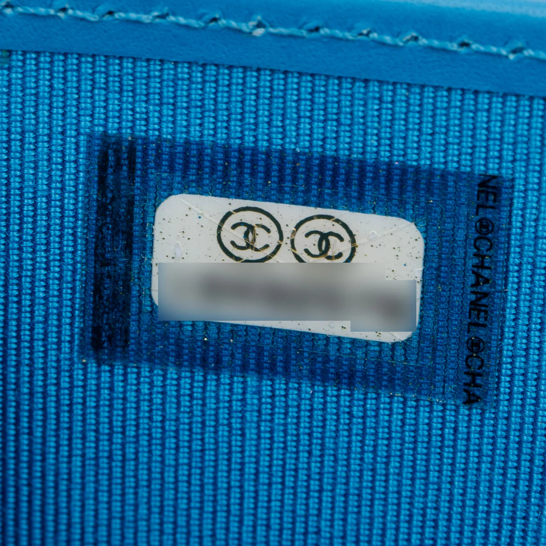 Blue Patent Leather Large Zip Around Organizer Wallet w/ Box &amp; Authenticity Card