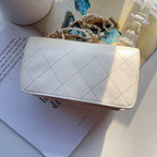 Chanel CC Front Pocket Flap Bag Stitched Calfskin Small White Coeur Cult Core