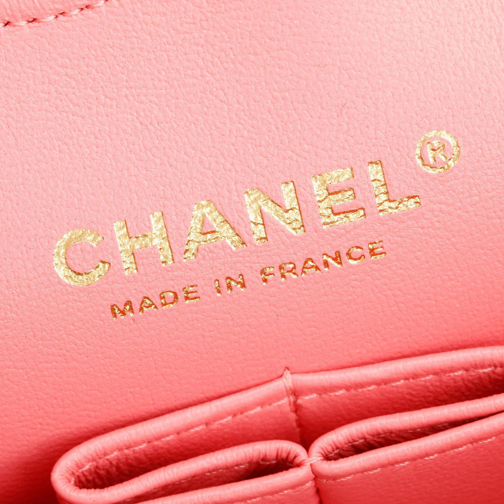 Coral Tweed Classic Medium Double Flap Bag