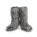 Grey Fantasy Fau Fur Icicle Heel Mukluks Boots, Size 38 Coeur Cult Core