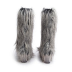 Grey Fantasy Fau Fur Icicle Heel Mukluks Boots, Size 38 Coeur Cult Core