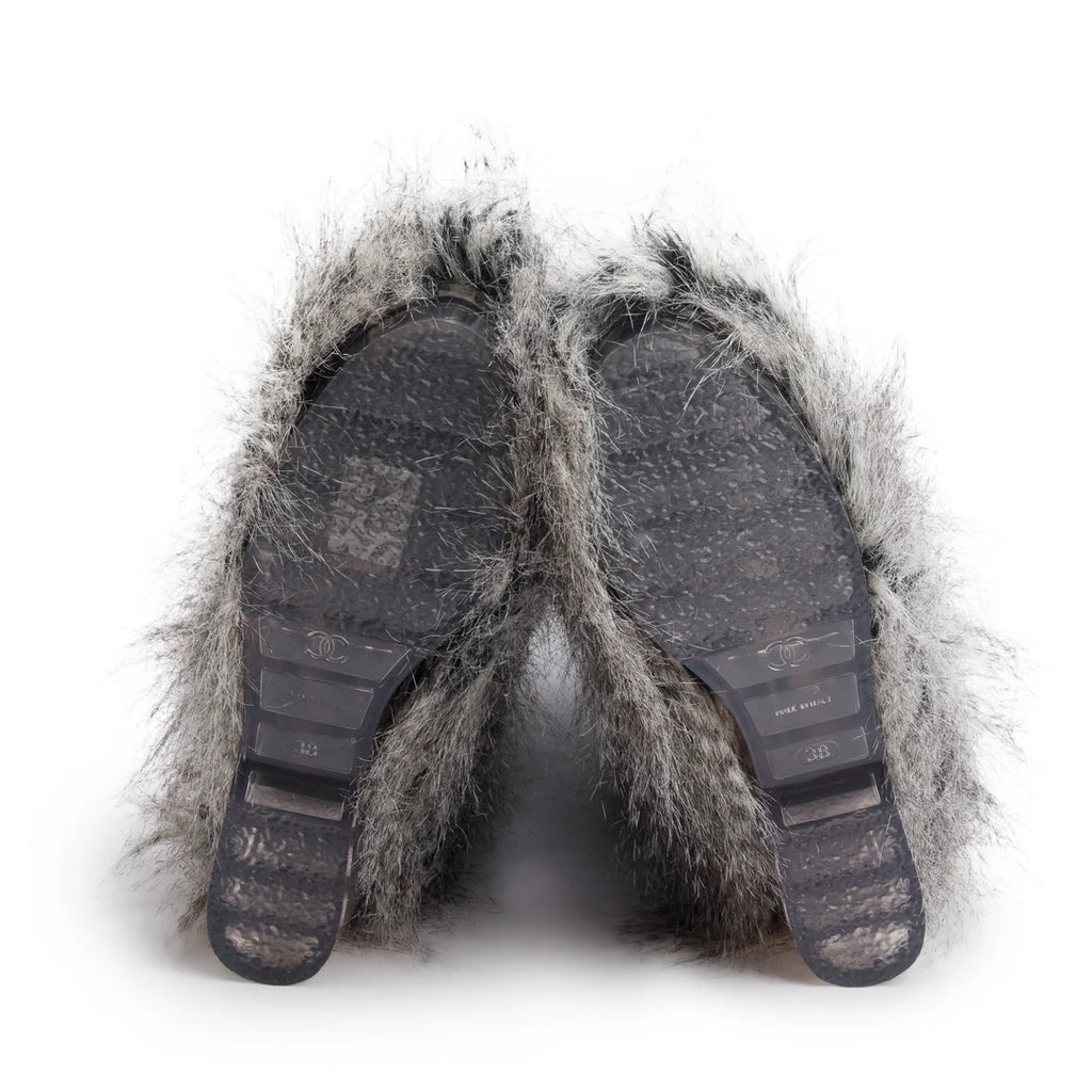 Grey Fantasy Fau Fur Icicle Heel Mukluks Boots, Size 38 Coeur Cult Core