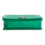 Metallic Green Quilted Calfskin Leather New Medium Boy Bag