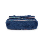 Navy Quilted Terry Cloth Small Square Flap Bag w/ Authenticity Card
