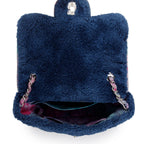 Navy Quilted Terry Cloth Small Square Flap Bag w/ Authenticity Card