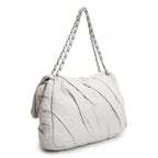Netral Glazed Calfskin Leather Twisted Maxi Flap Bag