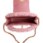Pink Tweed Nano Kelly Shopper w/ Box Coeur Cult Core