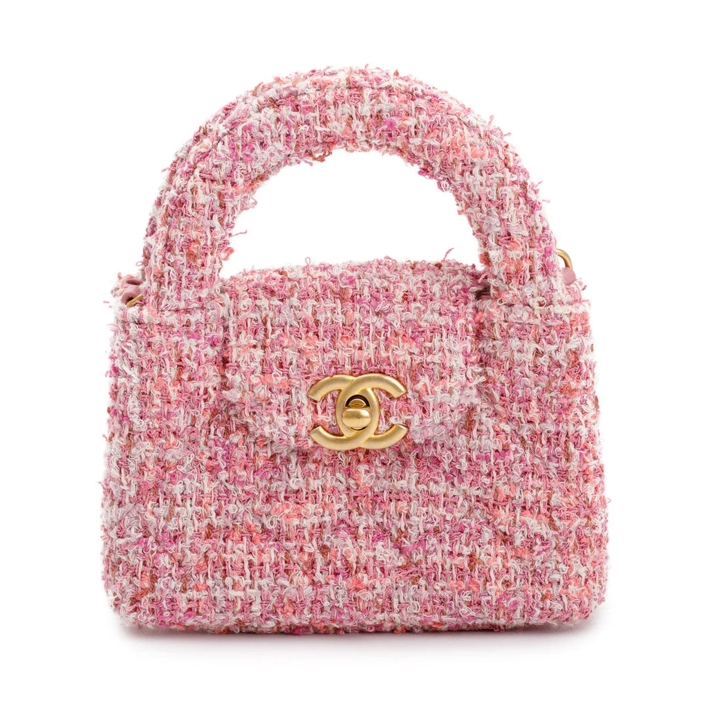 Pink Tweed Nano Kelly Shopper w/ Box Coeur Cult Core