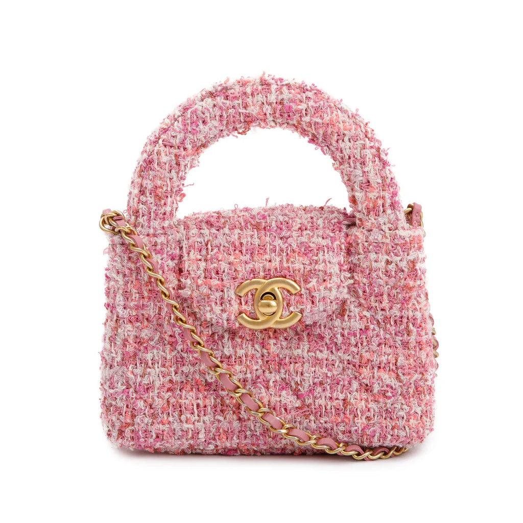 Pink Tweed Nano Kelly Shopper w/ Box Coeur Cult Core