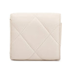 White Quilted Leather Small 19 Flap Wallet w/ Authenticity Card