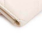 White Quilted Leather Small 19 Flap Wallet w/ Authenticity Card