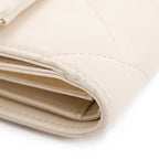 White Quilted Leather Small 19 Flap Wallet w/ Authenticity Card