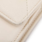 White Quilted Leather Small 19 Flap Wallet w/ Authenticity Card