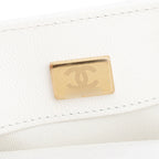 White Quilted Caviar Leather Small CC Side Note Flap Bag Coeur Cult Core
