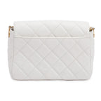 White Quilted Caviar Leather Small CC Side Note Flap Bag Coeur Cult Core