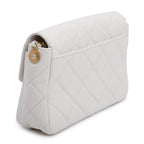 White Quilted Caviar Leather Small CC Side Note Flap Bag Coeur Cult Core