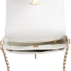 White Quilted Caviar Leather Small CC Side Note Flap Bag Coeur Cult Core