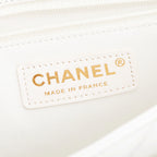 White Quilted Caviar Leather Small CC Side Note Flap Bag Coeur Cult Core