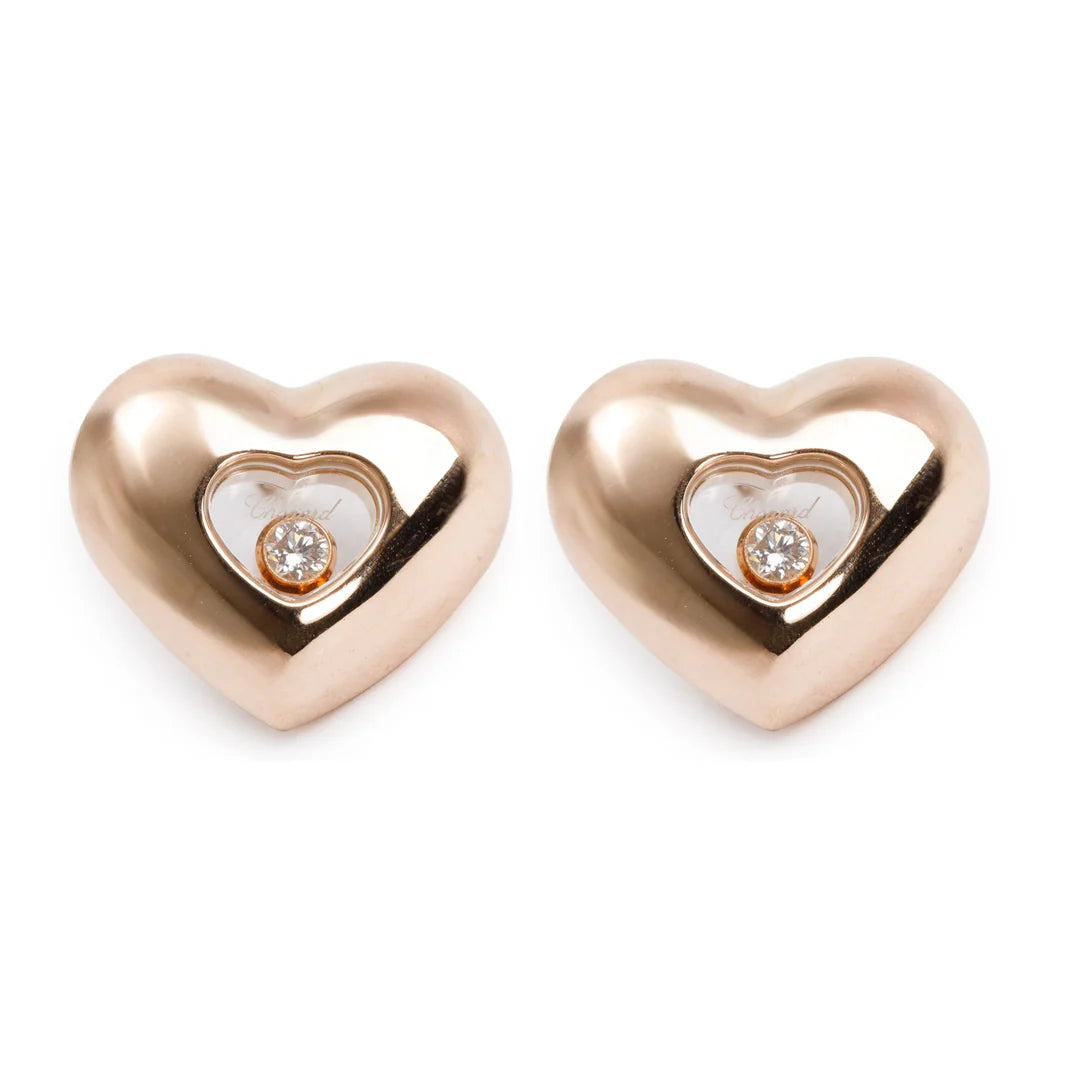 18k Rose Gold Happy Diamonds Heart Earrings