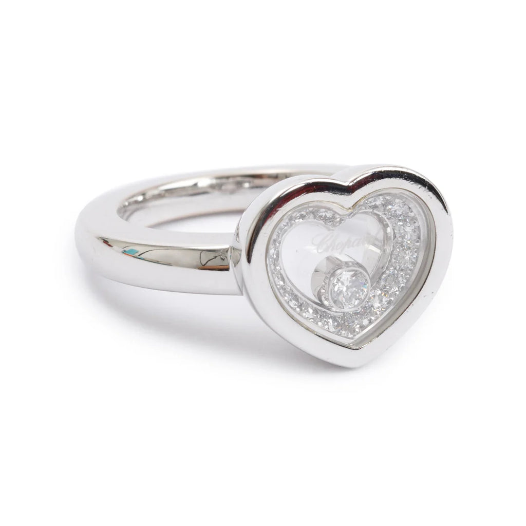 18k White Gold Happy Diamonds Heart Ring, Size 6