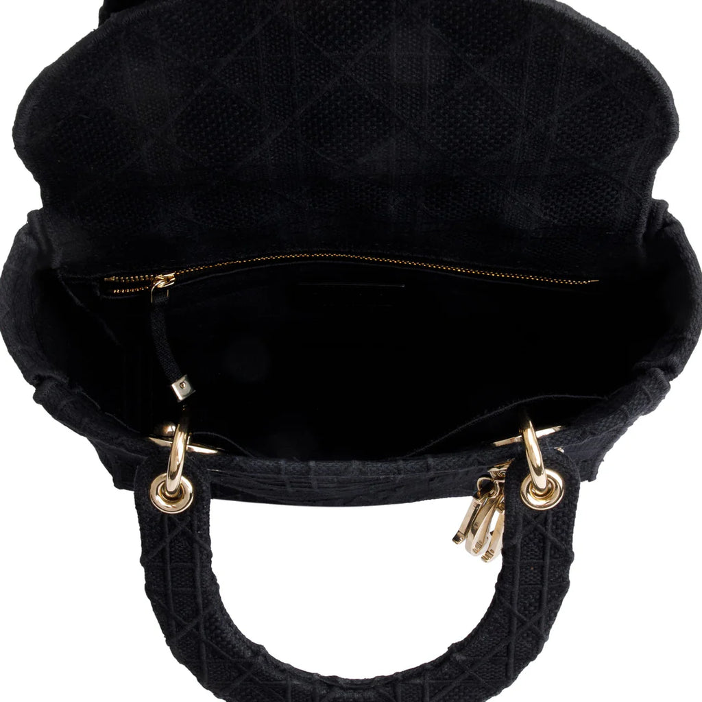 2020 Black Toile De Jouy Embroidery Medium Lady D-Lite Bag w/ Strap