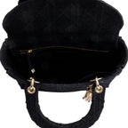 2020 Black Toile De Jouy Embroidery Medium Lady D-Lite Bag w/ Strap
