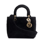 2020 Black Toile De Jouy Embroidery Medium Lady D-Lite Bag w/ Strap