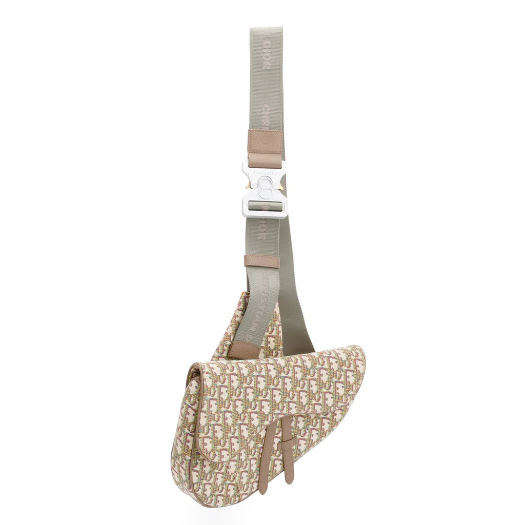 2020 Multicolour Oblique Jacquard Saddle Bag