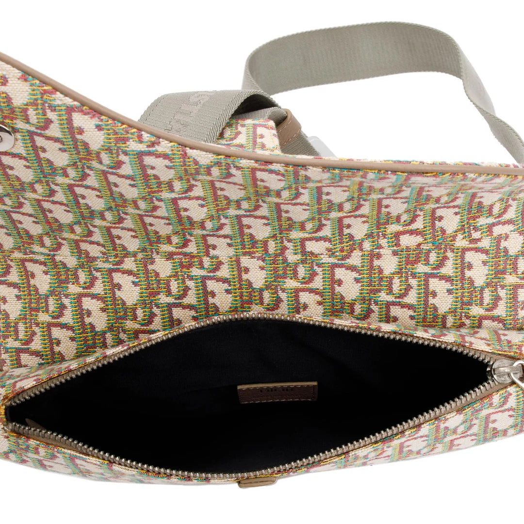 2020 Multicolour Oblique Jacquard Saddle Bag