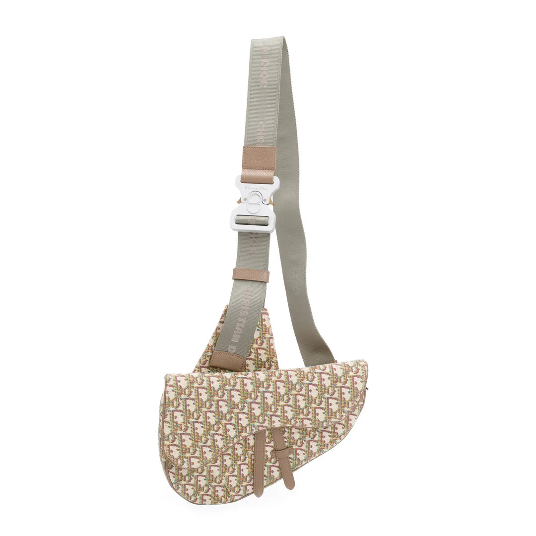 2020 Multicolour Oblique Jacquard Saddle Bag