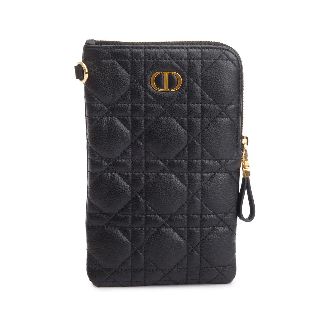 2021 Black Quilted Leather Caro Multifunctional Pouch w/ Box