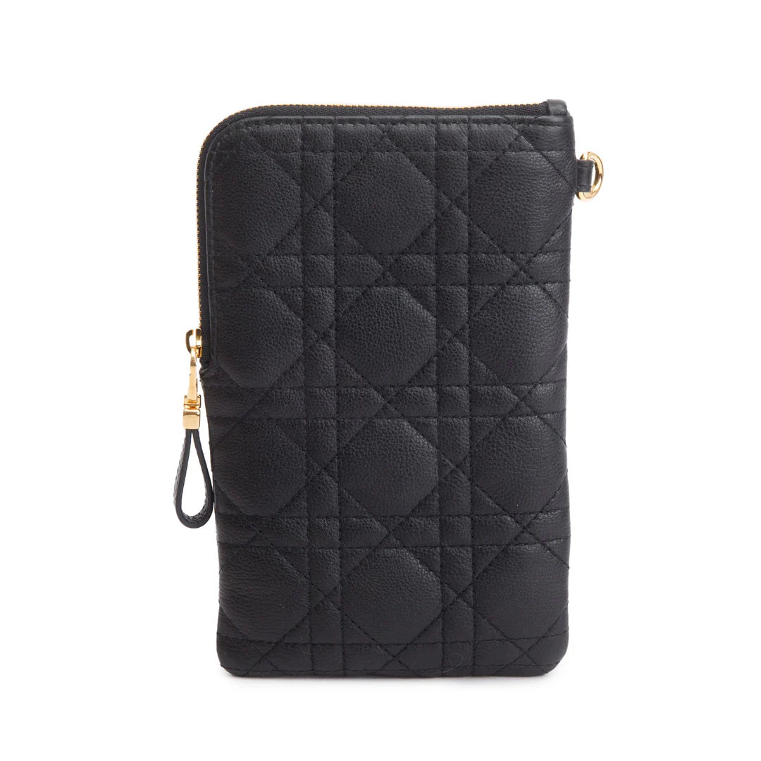 2021 Black Quilted Leather Caro Multifunctional Pouch w/ Box