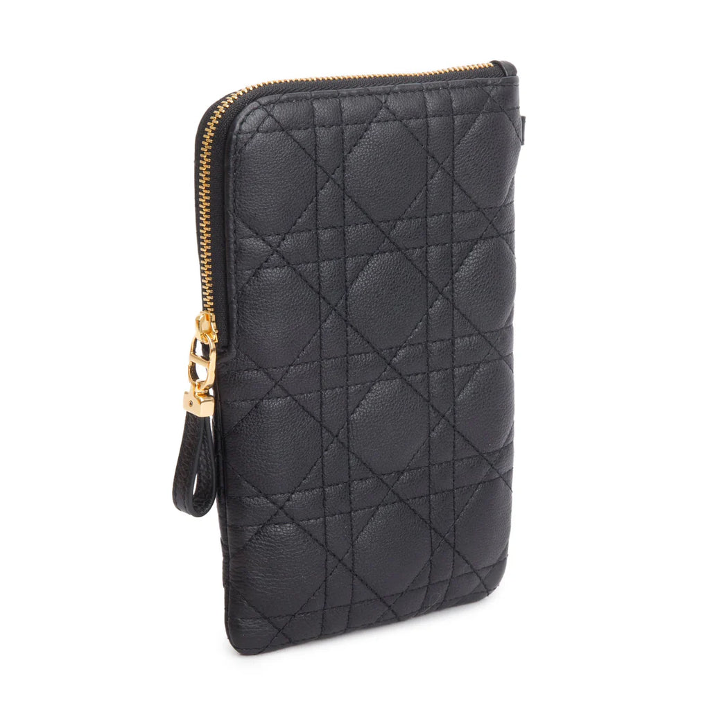 2021 Black Quilted Leather Caro Multifunctional Pouch w/ Box