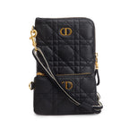 2021 Black Quilted Leather Caro Multifunctional Pouch w/ Box