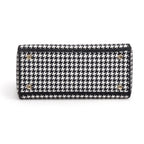 2022 Black/White Houndstooth Embroidered Medium Lady D-Lite Bag w/ Strap