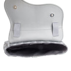2022 Grey Calfskin Leather CD Diamond Coated Canvas Mini Saddle Crossbody Bag